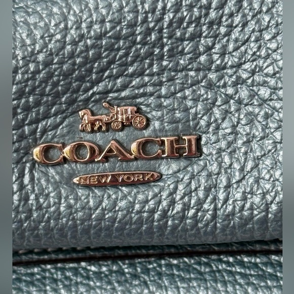 Auth COACH Mini Charlie Backpack in Pebble Leather Metallic Light Blue With COA - Picture 3 of 15